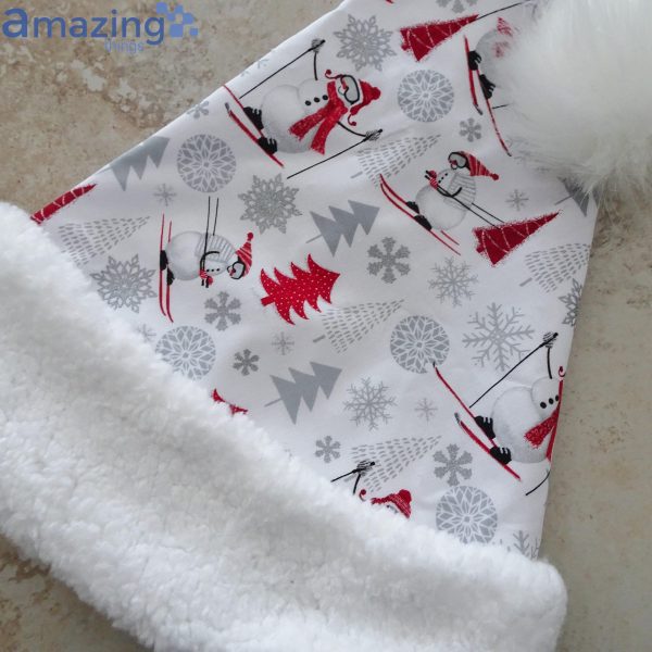 Snowman Pine Tree Snowflower Pattern Christmas Santa Hat For Adult And Child Product Photo 5