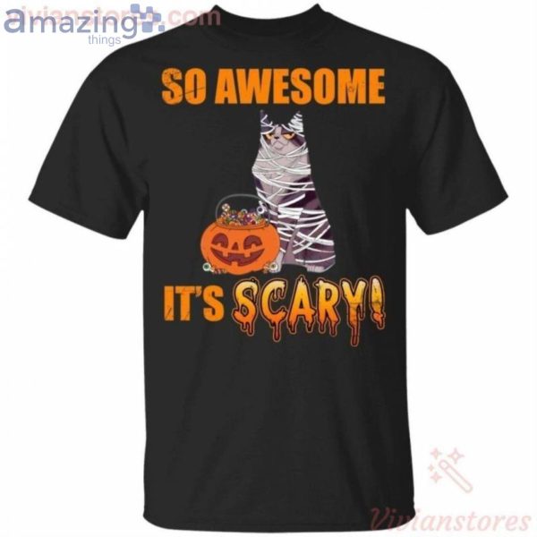 So Awesome It's Scary Mummy Chartreux Cat Halloween Funny T-Shirt Product Photo 1