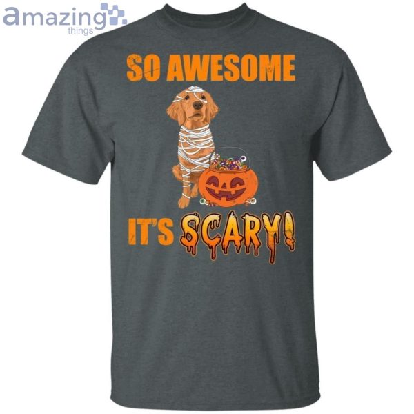 So Awesome It's Scary T-Shirt With Golden Retriever Halloween Product Photo 2