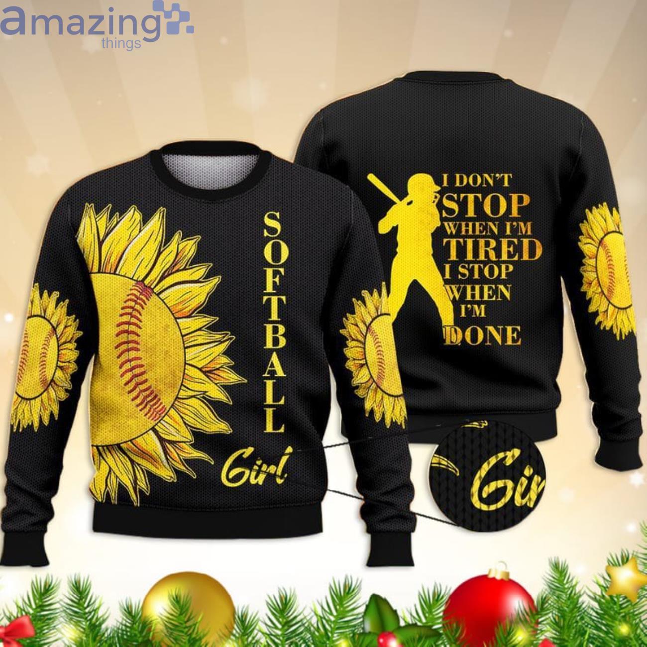 Softball Girl And Sunflower 3D All Over Printed 3D Sweater Product Photo 1