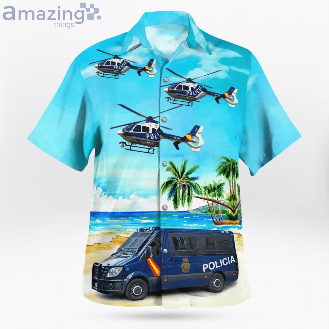 Spain National Police Corps Mercedes Benz Sprinter And Eurocopter Hawaiian Shirt image Spain National Police Corps Mercedes-Benz Sprinter And Eurocopter Hawaiian Shirt Product Photo 3