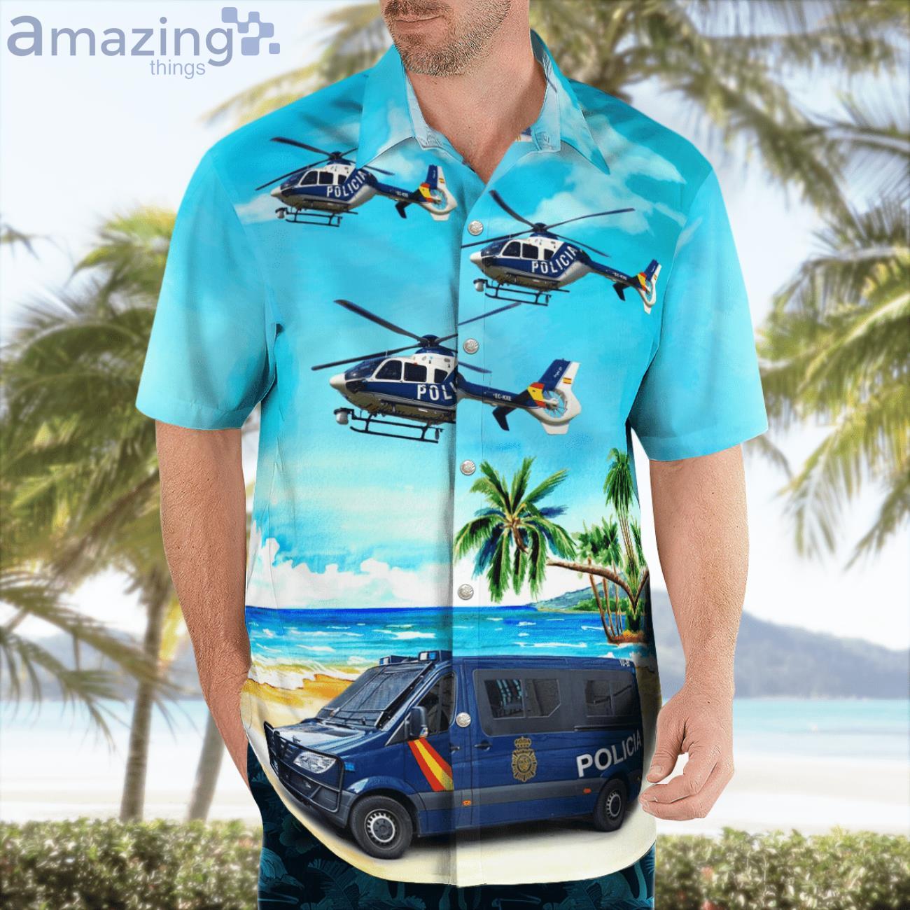 Spain National Police Corps Mercedes Benz Sprinter And Eurocopter Hawaiian Shirt image Spain National Police Corps Mercedes-Benz Sprinter And Eurocopter Hawaiian Shirt Product Photo 4