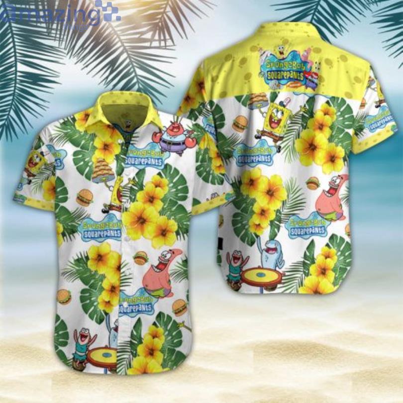 Spongebob Squarepants Yellow Flower Hawaiian Shirt Product Photo 1