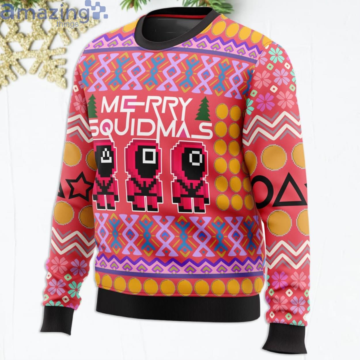 Squid Game Squidmas Funny Christmas Gift Ugly Christmas Sweater image Squid Game Squidmas Funny Christmas Gift Ugly Christmas Sweater Product Photo 2