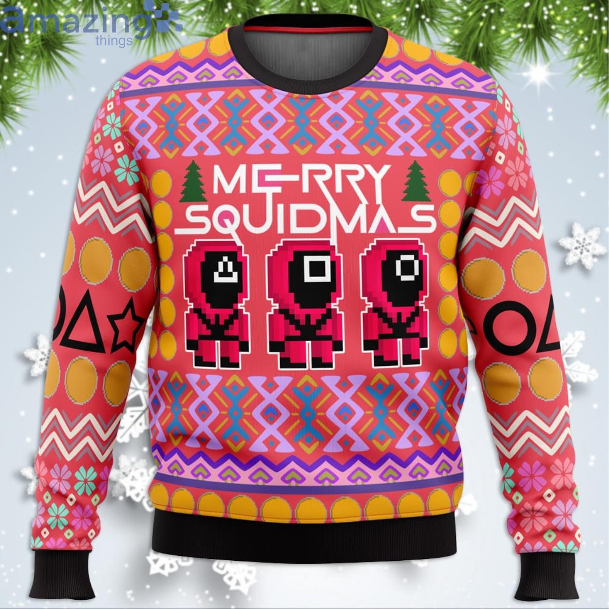 Squid Game Squidmas Funny Christmas Gift Ugly Christmas Sweater Product Photo 1 Squid Game Squidmas Funny Christmas Gift Ugly Christmas Sweater Product Photo 1