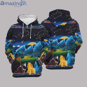 Star Sky Night Animals And Forest All Over Print 3D Hoodieproduct photo 3