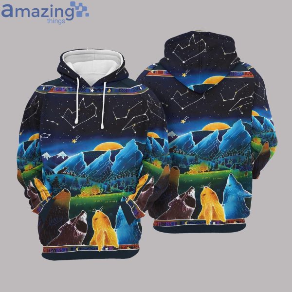 Star Sky Night Animals And Forest All Over Print 3D Hoodieproduct photo 1