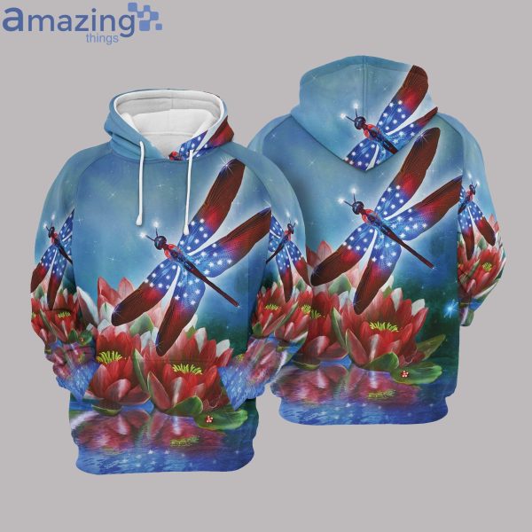 Star Spangled Butterfly And Flowers All Over Print 3D Hoodieproduct photo 3