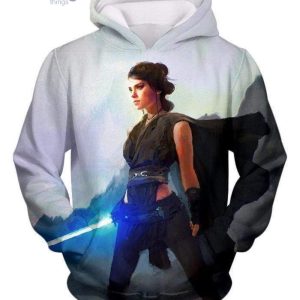 Star Wars Amazing Fan Art Last Jedi Rey Action White 3D Hoodieproduct photo 2