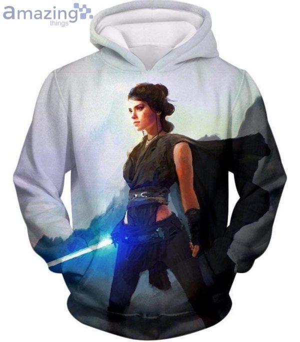 Star Wars Amazing Fan Art Last Jedi Rey Action White 3D Hoodieproduct photo 3