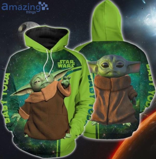 Star Wars Baby Yoda Green Galaxy All Over Print 3D Hoodieproduct photo 1
