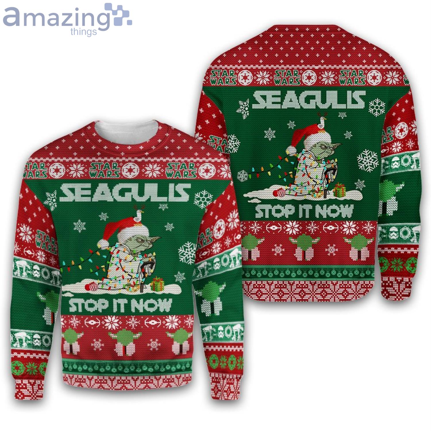 Star Wars Seagulls Stop It Now Merry Christmas Ugly Sweater image Star Wars Seagulls Stop It Now Merry Christmas Ugly Sweaterproduct photo 1 Product photo 1