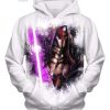 Star Wars Sith Lord Darth Revan Purple Lightsaber Fan Art White 3D Hoodie