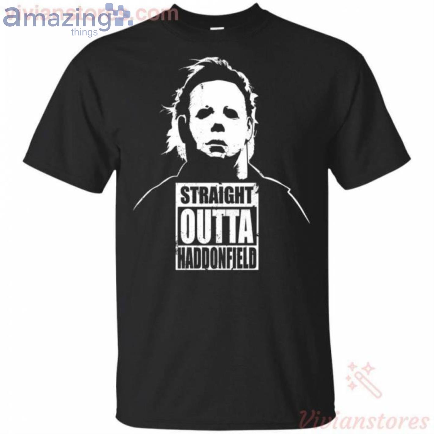 Straight Outta Haddonfield Michael Myers T Shirt Perfect Halloween image Straight Outta Haddonfield Michael Myers T-Shirt Perfect Halloween Product Photo 1 Product photo 1