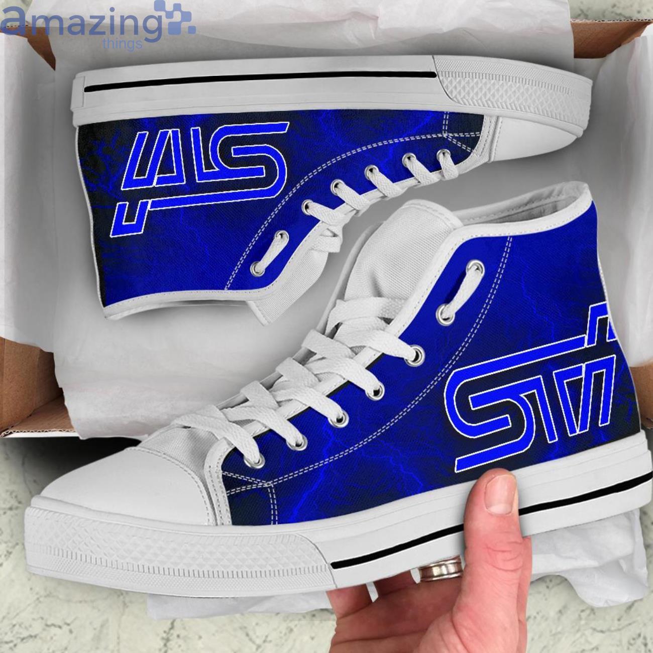 Subaru Sti Thunder and Lightning Blue High Top Shoes image Subaru Sti Thunder and Lightning Blue High Top Shoes Product Photo 2