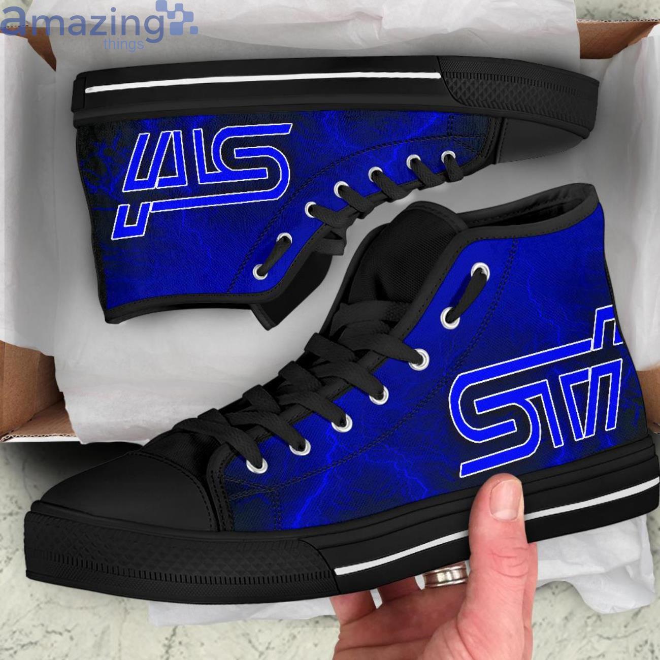 Subaru Sti Thunder and Lightning Blue High Top Shoes image Subaru Sti Thunder and Lightning Blue High Top Shoes Product Photo 6