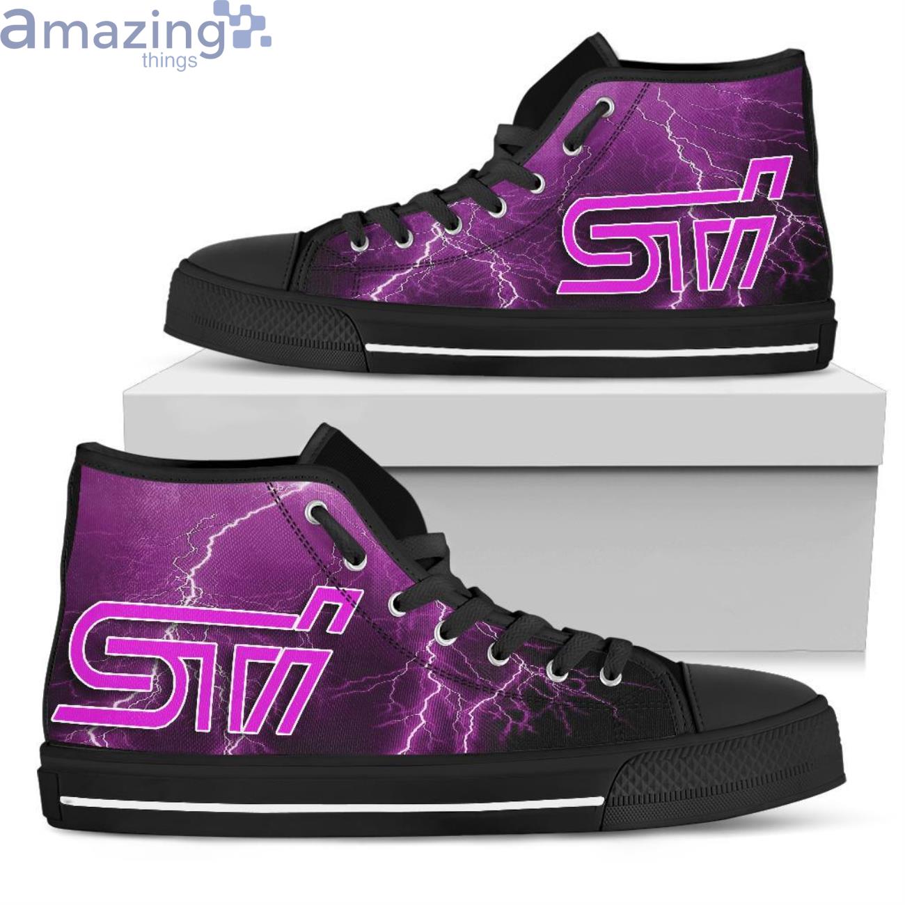 Subaru Sti Thunder and Lightning Pink High Top Shoes