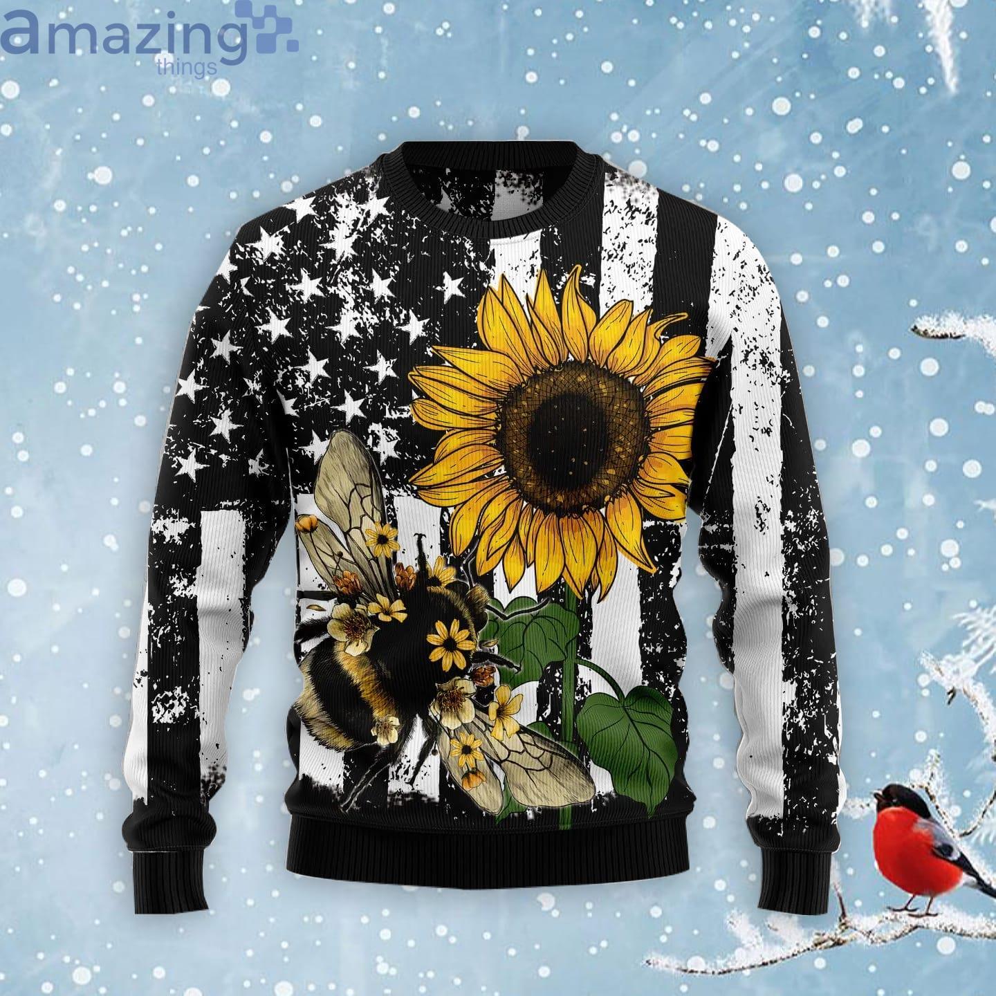 Sunflower Bee Ugly Christmas Sweater Product Photo 1