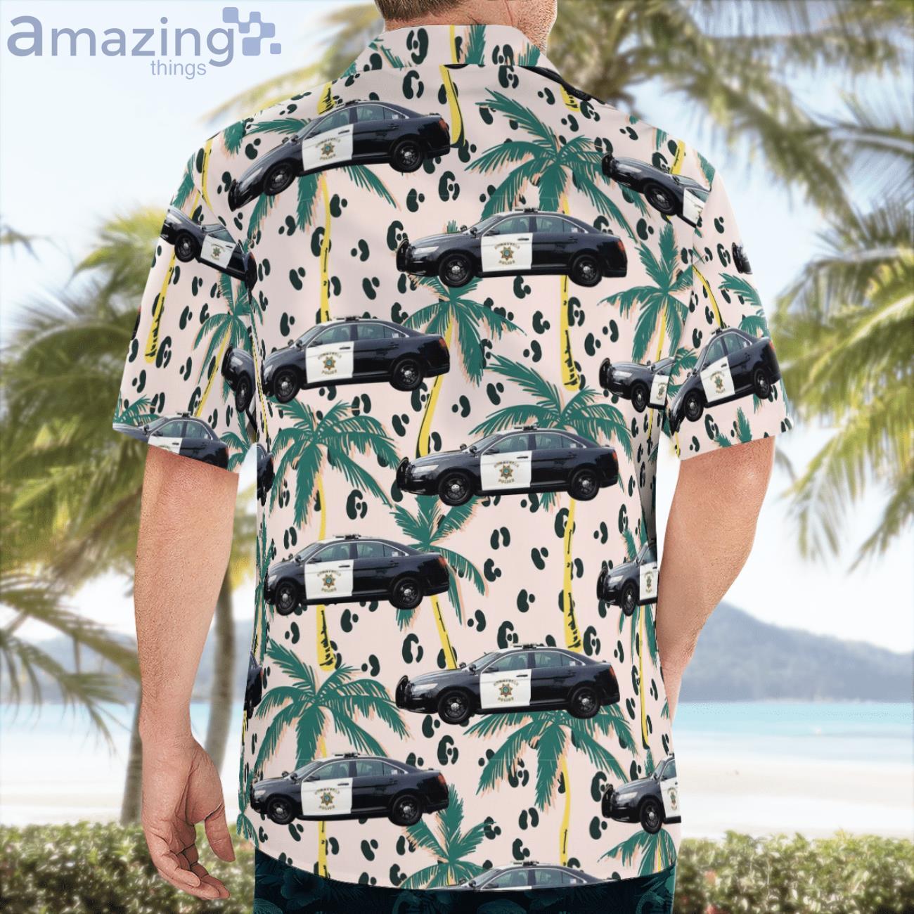 Sunnyvale California Sunnyvale Police Department Ford Interceptor Sedan Hawaiian Shirt image Sunnyvale California Sunnyvale Police Department Ford Interceptor Sedan Hawaiian Shirt Product Photo 4