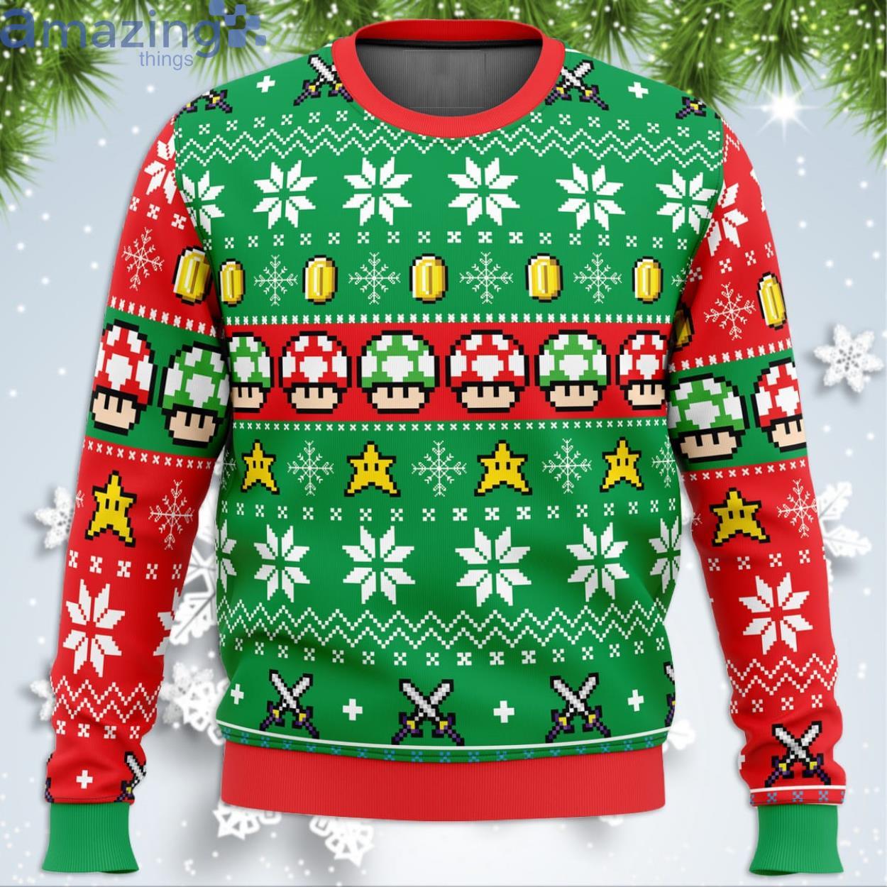 Super Mario Funny Christmas Gift Ugly Christmas Sweater Product Photo 1 Super Mario Funny Christmas Gift Ugly Christmas Sweater Product Photo 1