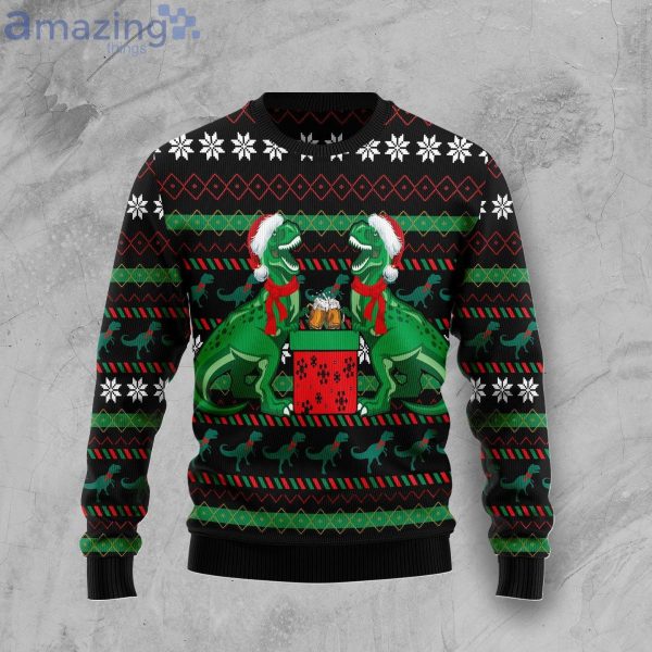 T-Rex Drink Beer Funny Party Ugly Christmas Sweater Product Photo 1