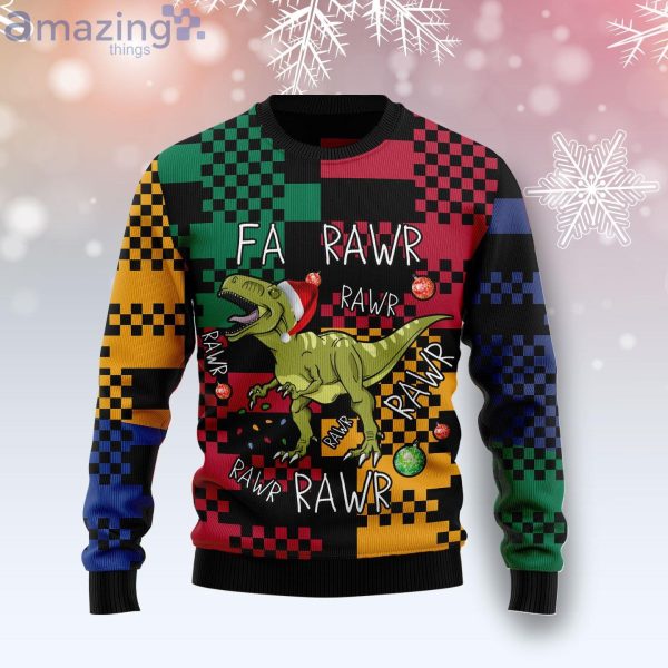 T-Rex Rawr Rawr Rawr Christmas Funny Family Ugly Christmas Sweater Product Photo 1