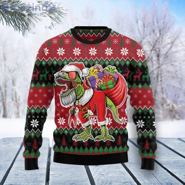 T-Rex Santa Christmas Gift Ugly Christmas Sweater Product Photo 1