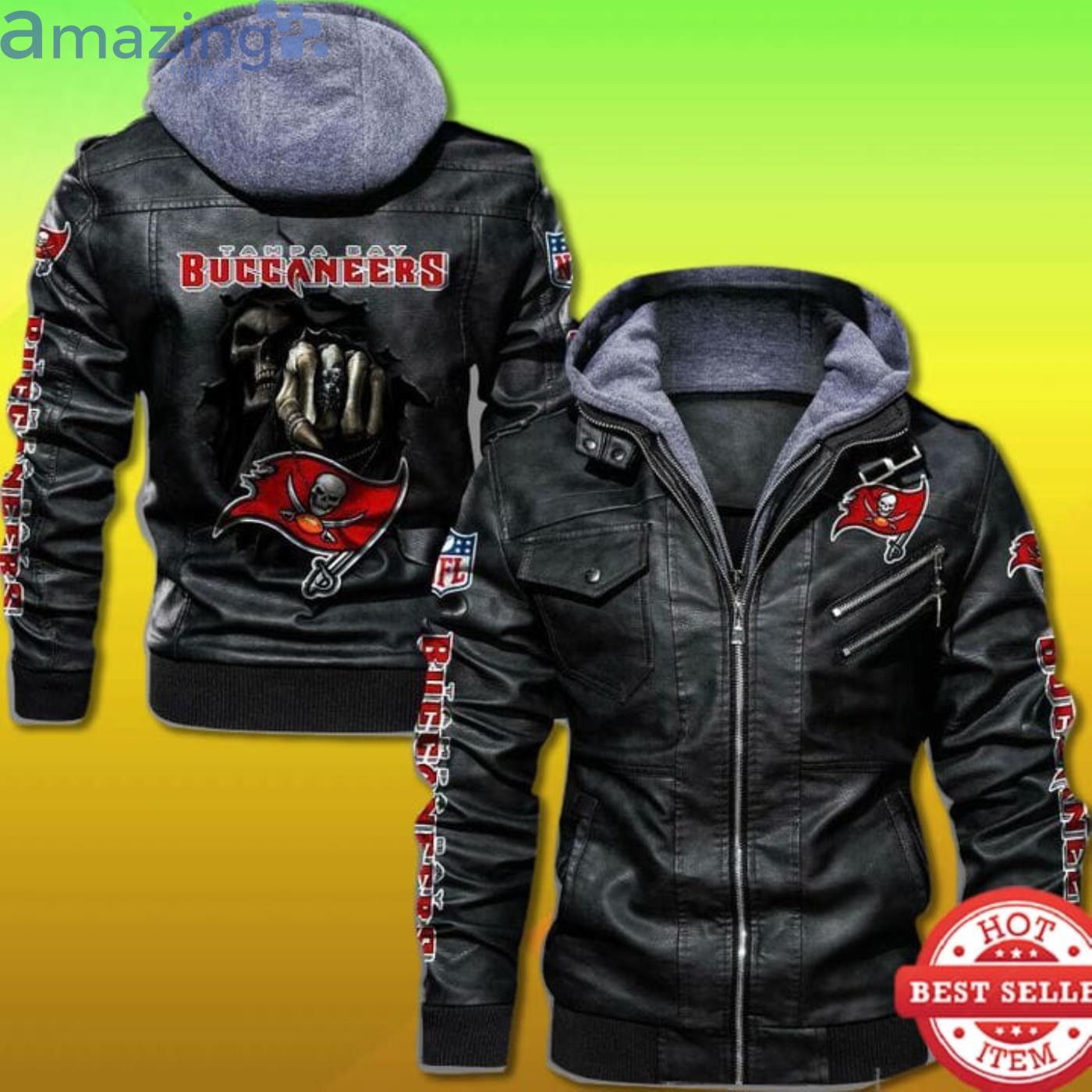Tampa Bay Buccaneers 2D Trending Leather Jacket Dead Skull In Back Product Photo 1