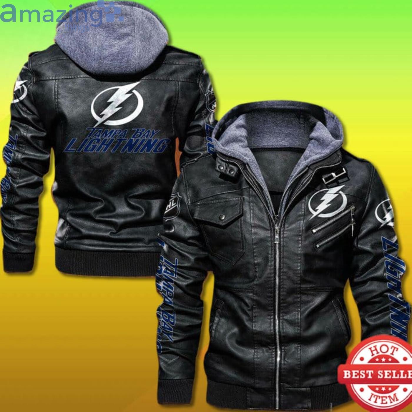 Tampa Bay Lightning Hooded 2D Trending Leather Jacket Product Photo 1