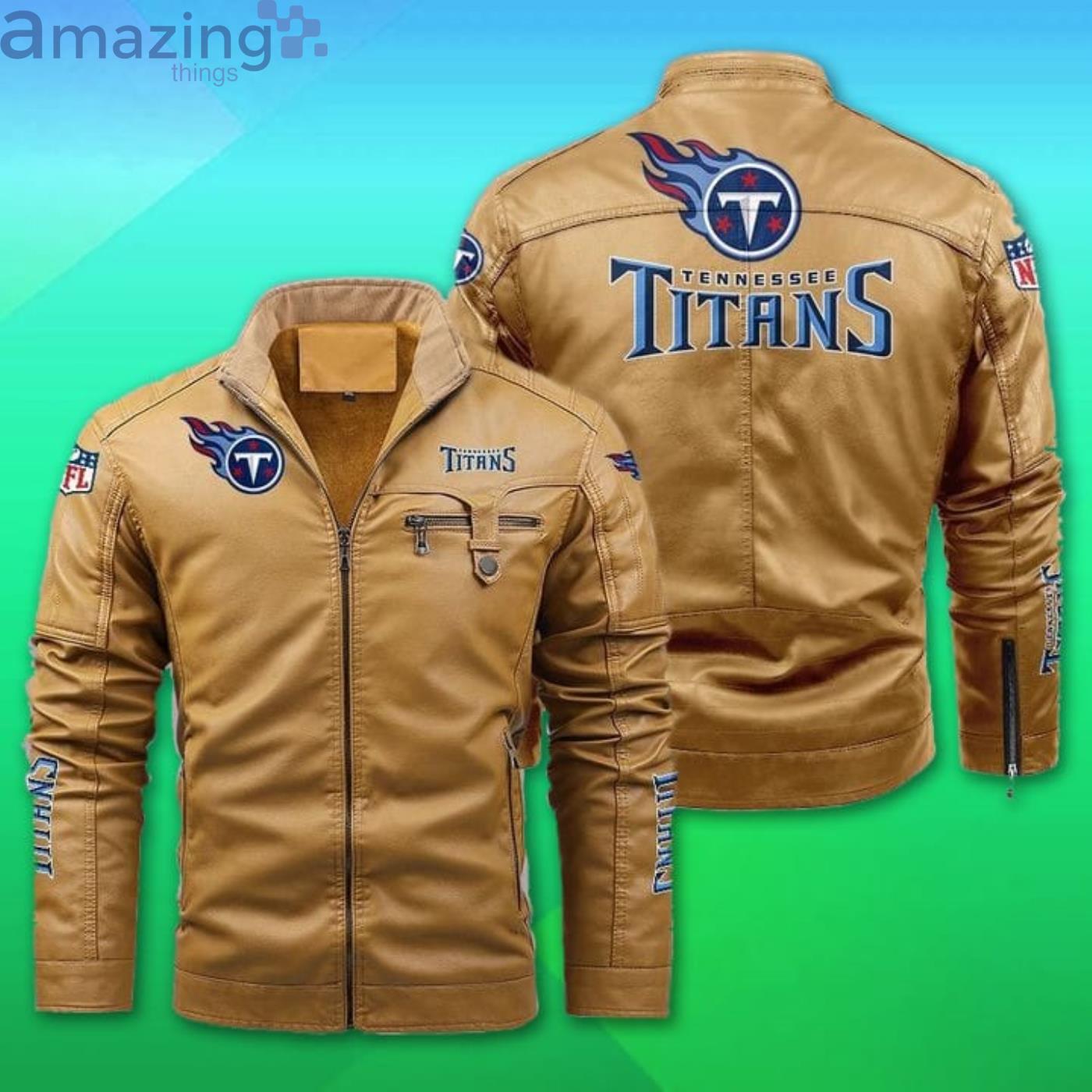 Tennessee Titans Fleece Leather Jacket image Tennessee Titans Fleece Leather Jacket Product Photo 2