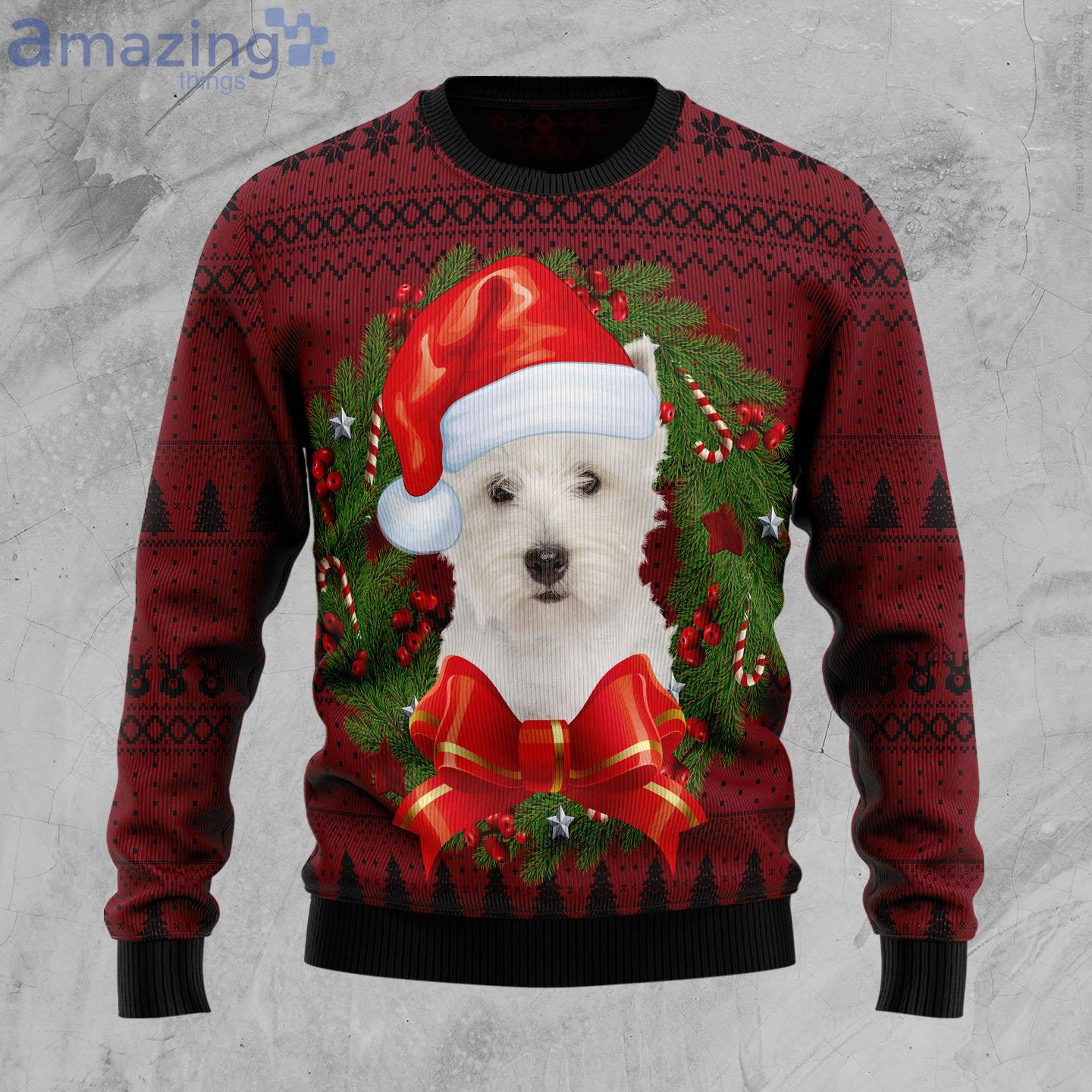 Terrier Wreath Dog Lover Ugly Christmas Sweater image Terrier Wreath Dog Lover Ugly Christmas Sweater Product Photo 1 Product photo 1