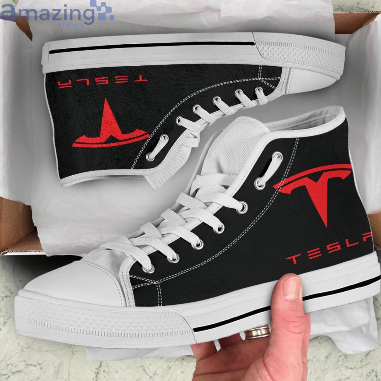 Tesla Black High Top Shoes For Men And Women image Tesla Black High Top Shoes For Men And Women Product Photo 2