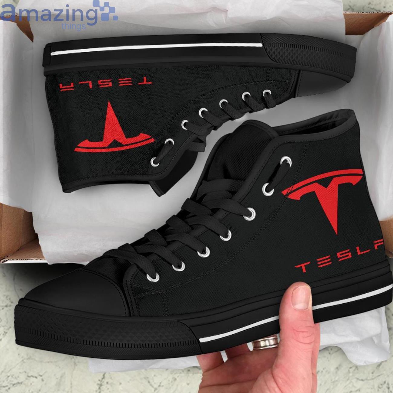Tesla Black High Top Shoes For Men And Women image Tesla Black High Top Shoes For Men And Women Product Photo 6
