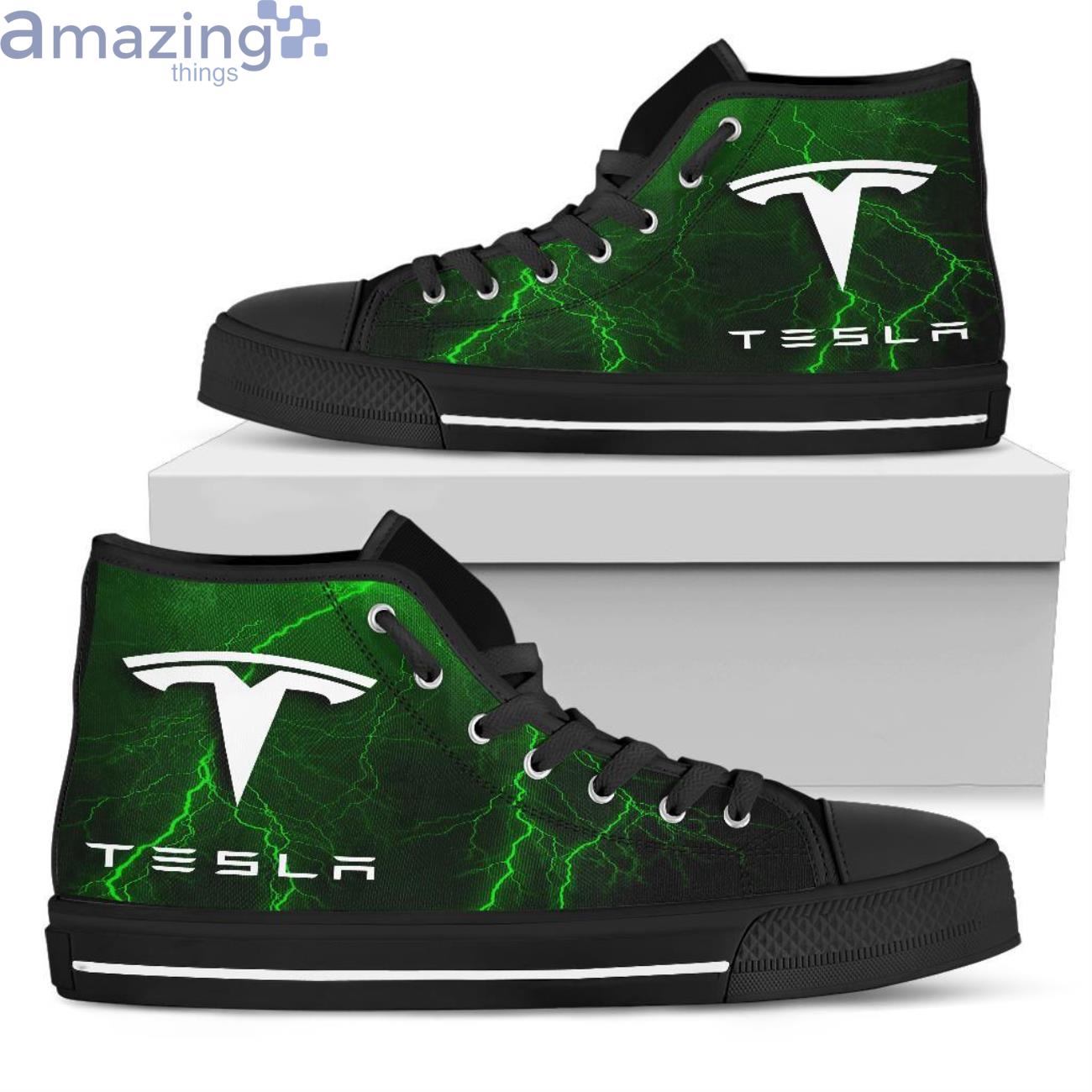 Tesla Thunder and Lightning Green High Top Shoes Product Photo 1