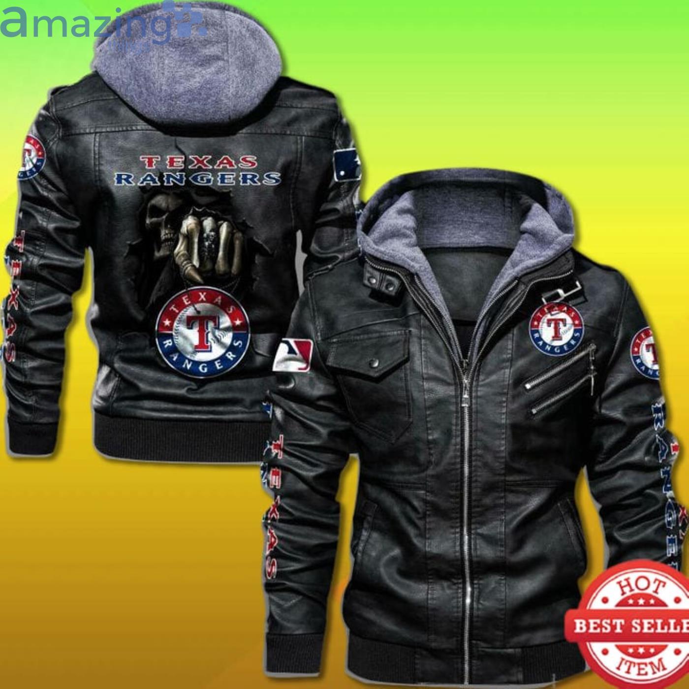 Texas Rangers 2D Trending Leather Jacket Dead Skull In Back Product Photo 1 Texas Rangers 2D Trending Leather Jacket Dead Skull In Back Product Photo 1