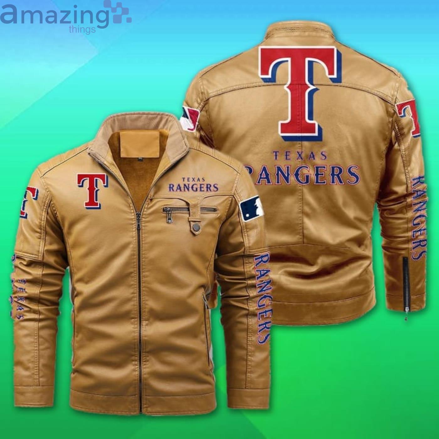 Texas Rangers Fleece Leather Jacket image Texas Rangers Fleece Leather Jacket Product Photo 2