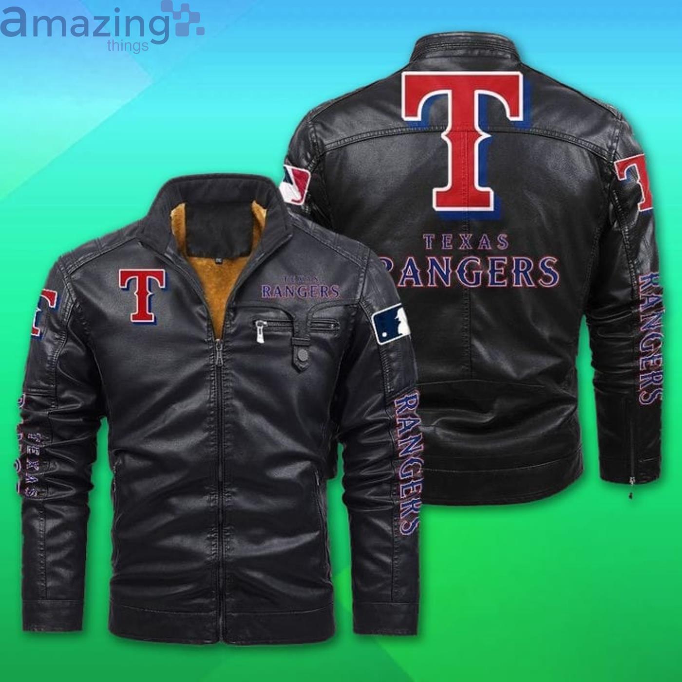 Texas Rangers Fleece Leather Jacket Product Photo 1 Texas Rangers Fleece Leather Jacket Product Photo 1