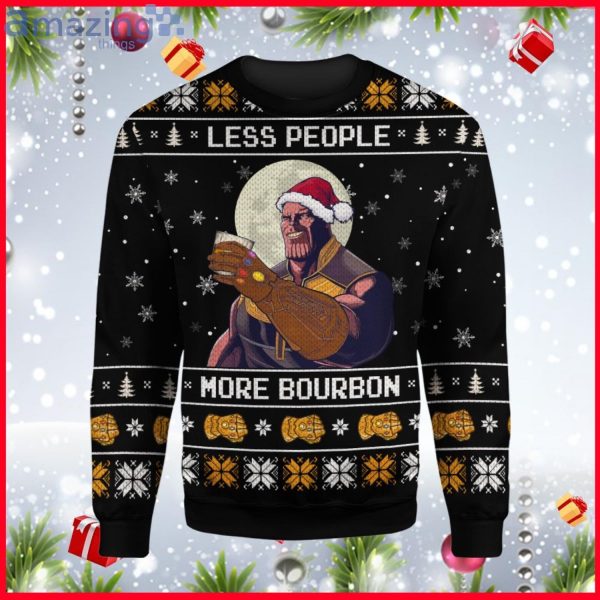 Thanos Less People More Bourbon Christmas Ugly Sweater Product Photo 1