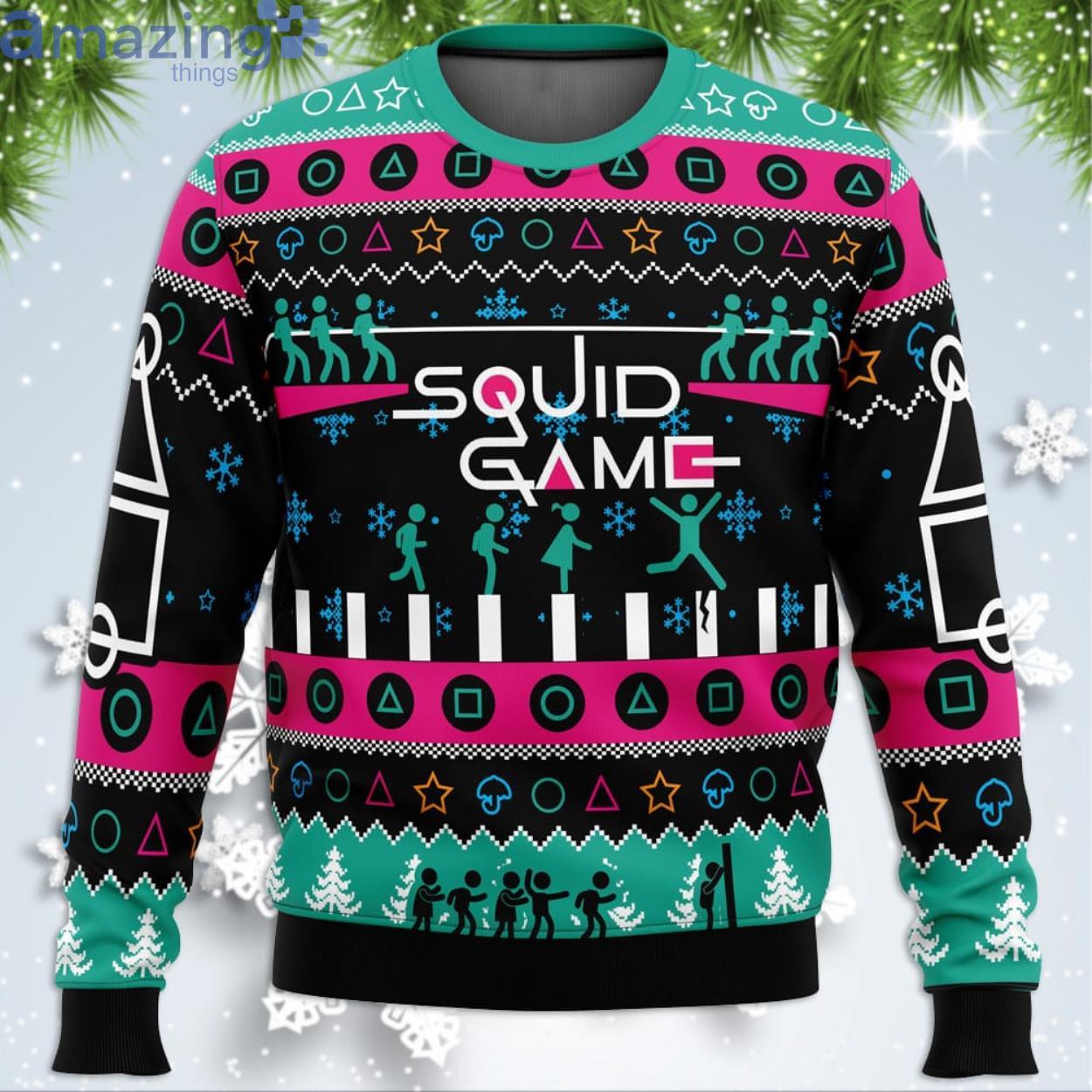 The Game Is On Squid Game Christmas Sweater Product Photo 1 The Game Is On Squid Game Christmas Sweater Product Photo 1