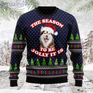 The Season To Be Jolly Siberian Husky Ugly Christmas Holiday Sweater Product Photo 1