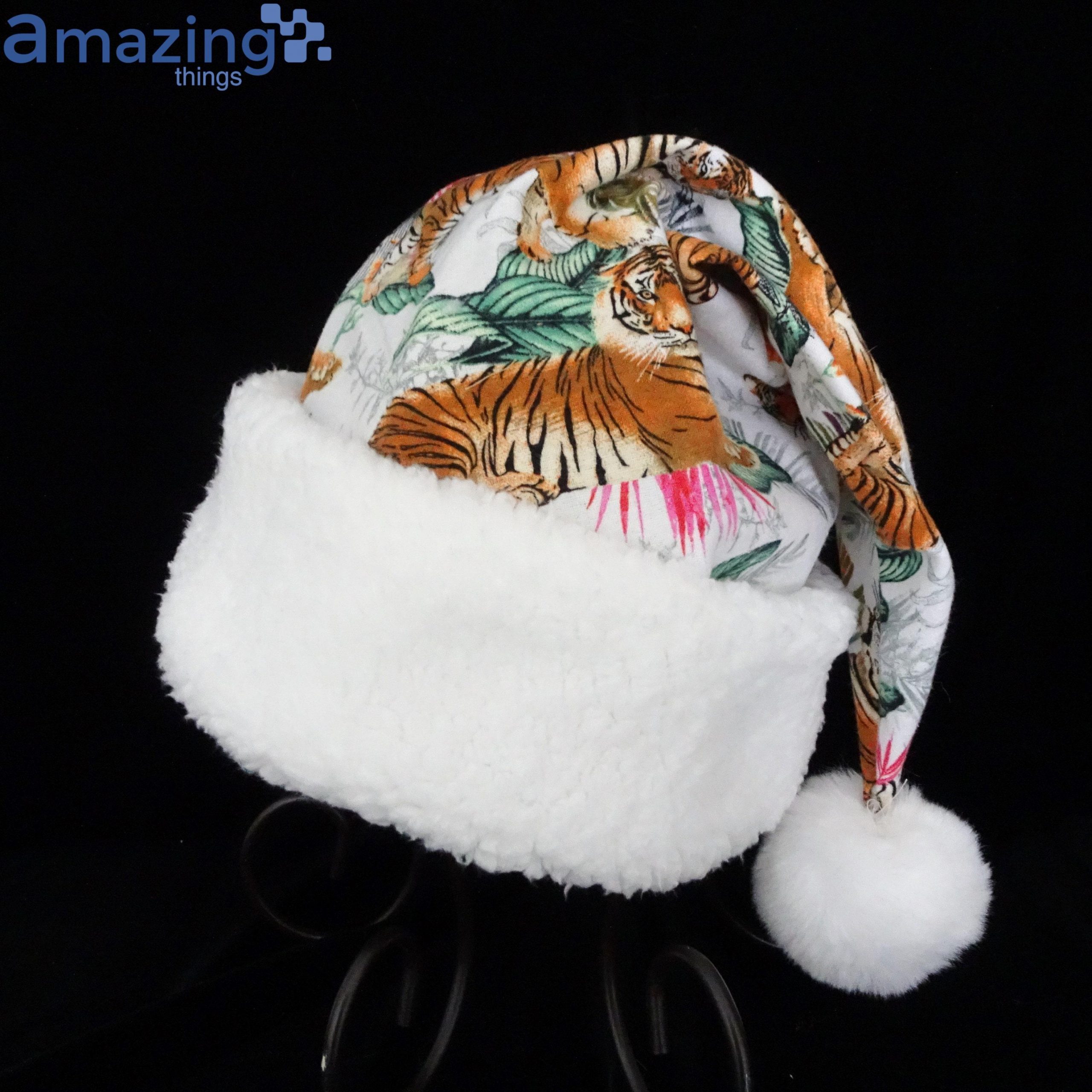 Tiger Christmas Santa Hat For Adult And Child image Tiger Christmas Santa Hat For Adult And Child Product Photo 1