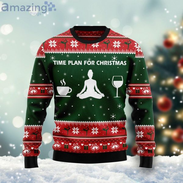 Time Plan For Christmas Yoga Ugly Christmas Holiday Sweater Product Photo 1