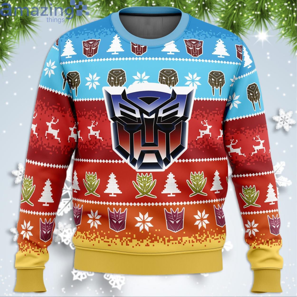 Transformers Funny Christmas Gift Ugly Christmas Sweater Product Photo 1 Transformers Funny Christmas Gift Ugly Christmas Sweater Product Photo 1