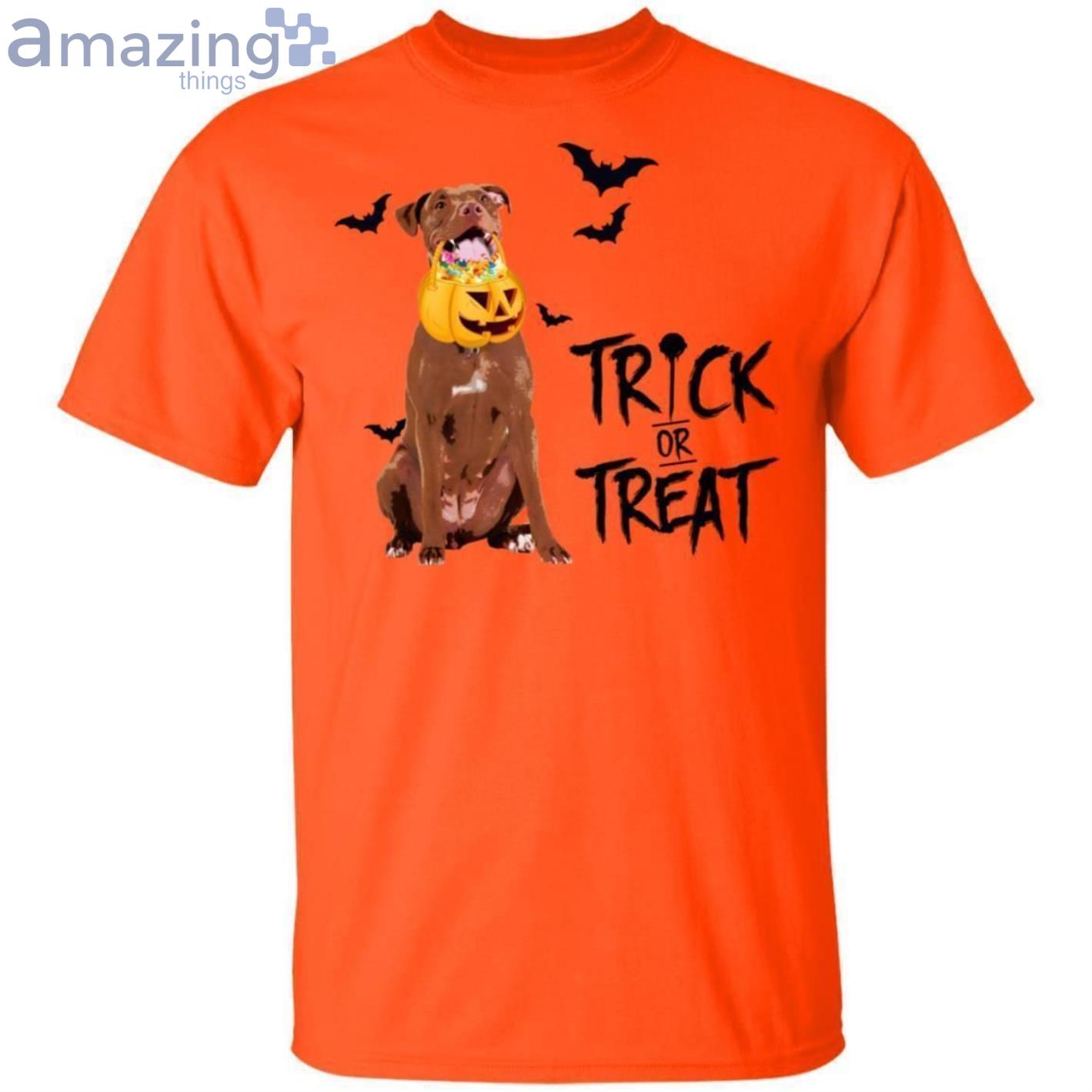 Trick Or Treat With Pit Bull Halloween T-Shirt Product Photo 1