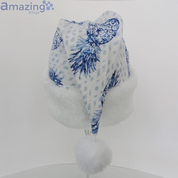Tropical Blue Pineapple Christmas Santa Hat For Adult And Child Product Photo 2