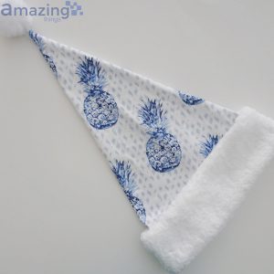 Tropical Blue Pineapple Christmas Santa Hat For Adult And Child image Tropical Blue Pineapple Christmas Santa Hat For Adult And Child Product Photo 3