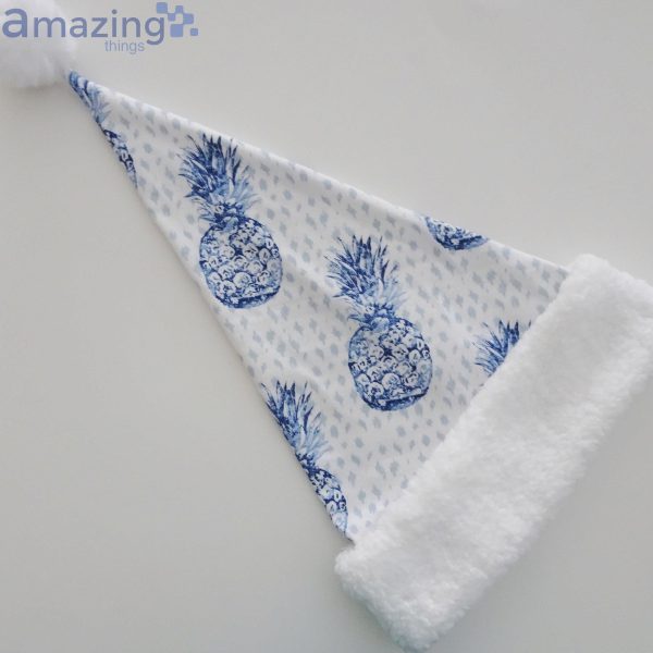 Tropical Blue Pineapple Christmas Santa Hat For Adult And Child Product Photo 3