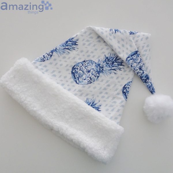 Tropical Blue Pineapple Christmas Santa Hat For Adult And Child Product Photo 4