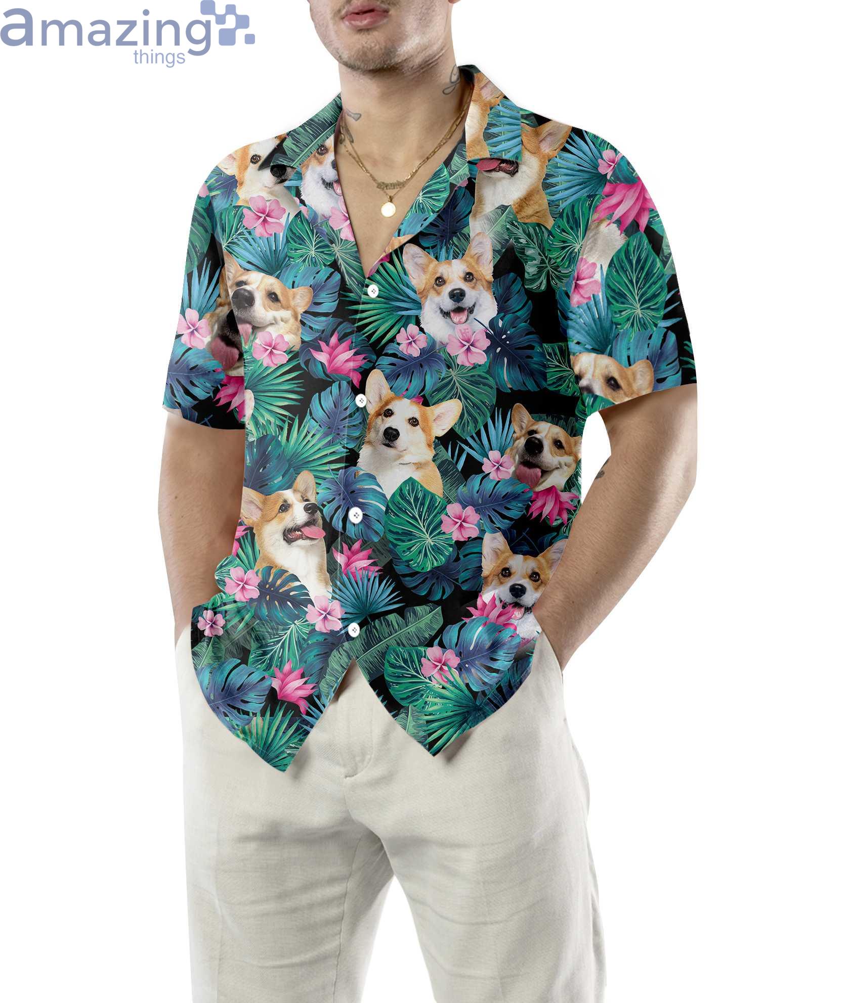 corgi tropical print shirt