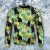 Tropical Pineapple Black Cat All Over Print Holiday Sweater